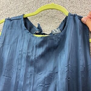 Worthington Womens L Navy Blue Crinkle Satin Dress Cutout Detail Formal Party